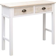 Konzolový stolek bílý a přírodní 90 × 30 × 77 cm dřevo - Konzolový stolek