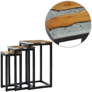 Hniezdové stolíky 3 ks masívne teakové drevo a polyresin - Konzolový stolík