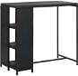 Barový stolek s úložným regálem černý 120x60x110 cm polyratan - Barový stůl