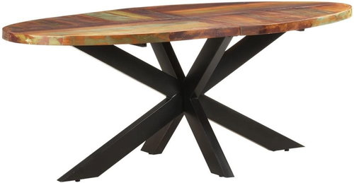 Oválný jídelní stůl 200 × 100 × 75 cm masivní recyklované dřevo - Jídelní stůl - Main image