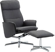 Polohovací křeslo s podnožkou tmavě šedé a černé textil - Křeslo