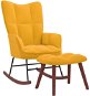 Houpací křeslo se stoličkou hořčicově žluté samet - Rocking Chair