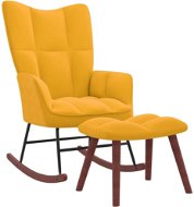 Hojdacie kreslo so stoličkou horčicovo žlté zamat - Hojdacie kreslo