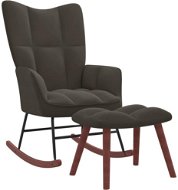 Houpací křeslo se stoličkou tmavě šedé samet, 328151 - Rocking Chair