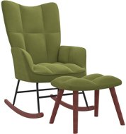Houpací křeslo se stoličkou světle zelené samet - Rocking Chair
