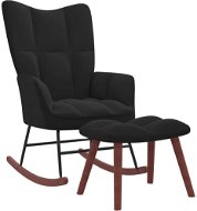 Houpací křeslo se stoličkou černé samet - Rocking Chair