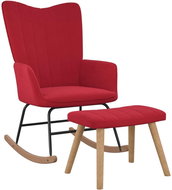 Houpací křeslo se stoličkou vínové samet - Rocking Chair