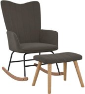 Houpací křeslo se stoličkou tmavě šedé samet - Rocking Chair