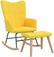 Houpací křeslo se stoličkou hořčicově žluté textil - Hojdacie kreslo