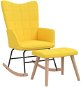 Houpací křeslo se stoličkou hořčicově žluté textil - Rocking Chair