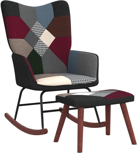 Houpací křeslo se stoličkou patchwork textil - Rocking Chair - Main image