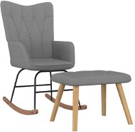 Houpací křeslo se stoličkou tmavě šedé textil - Rocking Chair