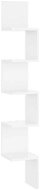 Nástenná rohová polica biela lesklá 20 × 20 × 127,5 cm drevotrieska - Polica