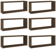 Nástěnné obdélníkové police 6 ks hnědý dub 60×15×23 cm kompozit - Police
