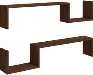 Nástenné police 2 ks hnedý dub 100 × 15 × 20 cm kompozitné drevo - Polica