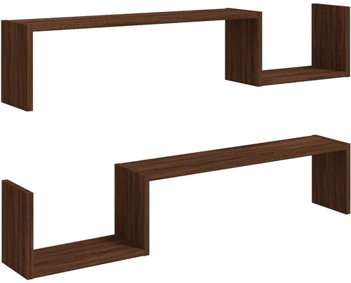 Nástěnné police 2 ks hnědý dub 100×15×20 cm kompozitní dřevo - Shelf - Main image