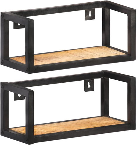 Nástěnné police 2 ks 40 cm hrubé mangovníkové dřevo - Shelf - Main image