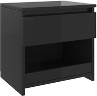 Noční stolek černý s vysokým leskem 40 × 30 × 39 cm dřevotříska - Night Stand