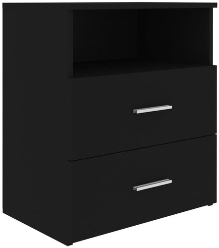Bedside table black 50 × 32 × 60 cm - Night Stand - Main image