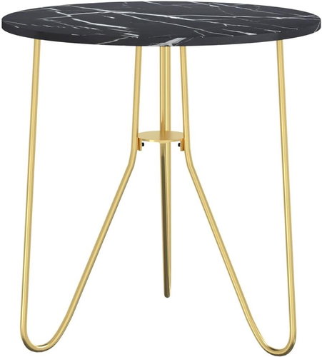 Čajový stolek zlatý a černý mramor 48 cm MDF a železo - Side Table - Main image