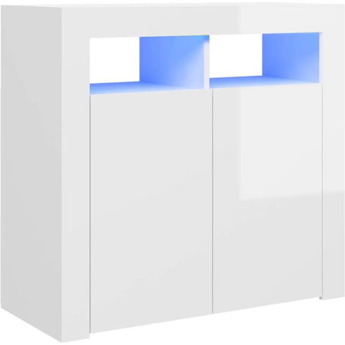 Příborník s LED osvětlením bílý s vysokým leskem 80×35×75 cm - Příborník - Main image