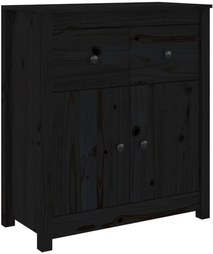 Příborník černý 70 × 35 × 80 cm masivní borové dřevo - Příborník - Main image