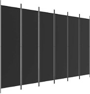 6-dielny paraván čierny 300 × 200 cm textil - Paraván