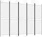 5dílný paraván bílý 250×180 cm textil - Paraván