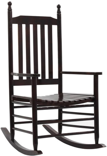 Rocking Chair with Curved Seat Brown Poplar Wood - Armchair - Main image