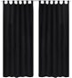 2 pcs Black Micro Satin Curtains with Loops 140 x 175cm - Drape