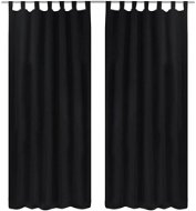 2 pcs Black Micro Satin Curtains with Loops 140 x 225cm - Drape