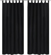 2 pcs Black Micro Satin Curtains with Loops 140 x 245cm - Drape