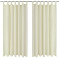 2 cream Micro Satin Curtains with Loops 140 x 175cm - Drape
