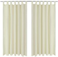2 Cream Micro Satin Curtains with Loops 140 x 225cm - Drape