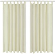 2 cream Micro Satin Curtains with Loops 140 x 245cm - Drape