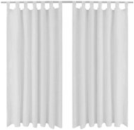 2 pcs White Micro Satin Curtains with Loops 140 x 225cm - Drape