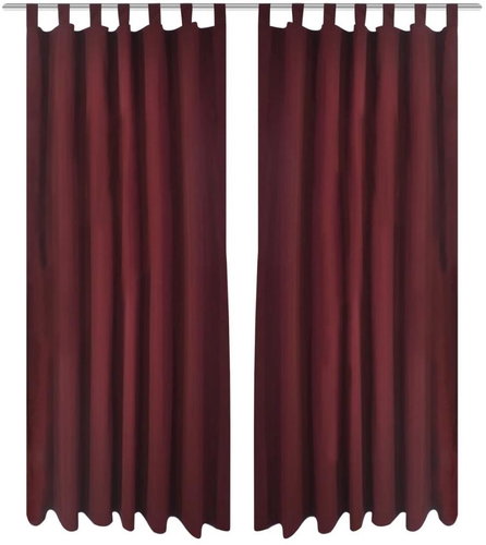 2 Burgundy Micro Satin Curtains with Loops 140 x 245cm - Drape - Main image