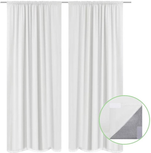 2 White Energy-saving Double-layer Curtains 140 x 245cm - Drape - Main image