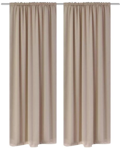 2 pieces of Cream Blackout Curtains with a Tunnel 135 x 245cm - Drape - Main image
