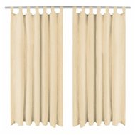 Micro Satin Curtains with Loops, 2 pcs, 140x225cm, Beige - Drape