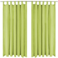 Micro Satin Curtains with Loops, 2 pcs, 140x175cm, Green - Drape