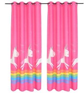 Children's Blackout Curtains with Print, 2 pcs, 140x240cm, Pink - Drape