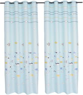Children's Blackout Curtains with Print, 2 pcs, 140x240cm, Blue - Drape