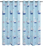 Children's Blackout Curtains with Print, 2 pcs, 140x240cm, Blue - Drape