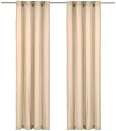 Curtains with Metal Rings 2 pcs Cotton 140 x 175cm Beige - Drape