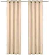 Curtains with Metal Rings 2 pcs Cotton 140 x 175cm Beige - Drape