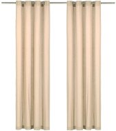 Curtains with Metal Rings 2 pcs Cotton 140 x 245cm Beige - Drape