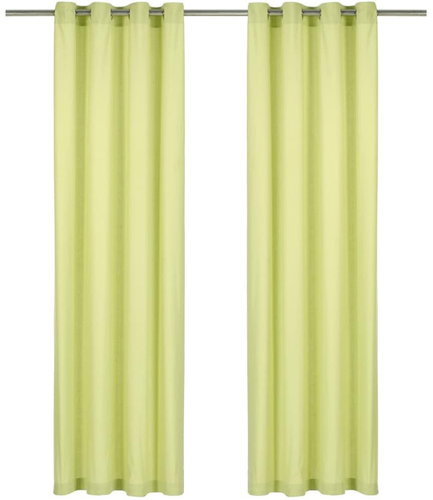 Curtains with Metal Rings 2 pcs Cotton 140 x 245cm Green - Drape - Main image