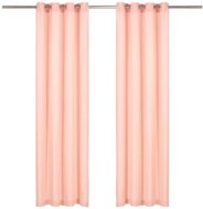 Curtains with Metal Rings 2 pcs Cotton 140 x 225cm Pink - Drape
