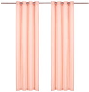Curtains with Metal Rings 2 pcs Cotton 140 x 225cm Pink - Drape